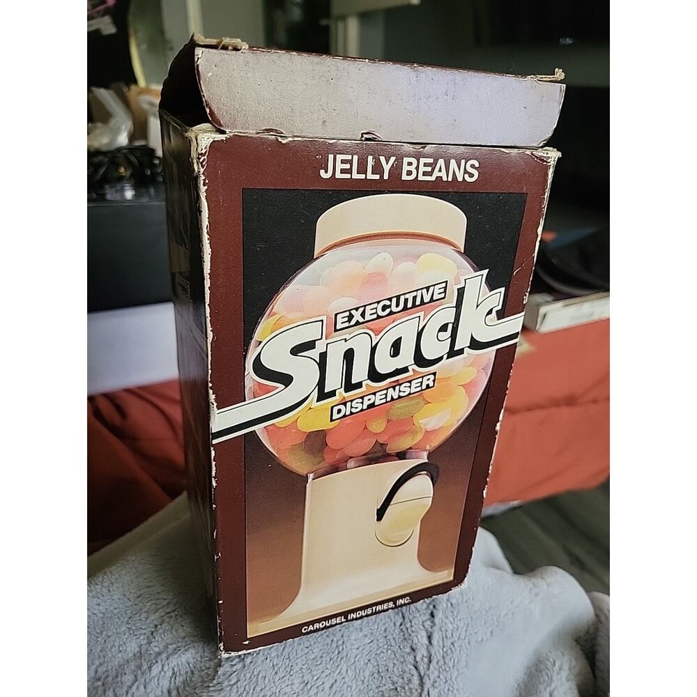 Brand new in open BOX Executive Snack Dispenser White & Clear Peanuts Jelly Bean